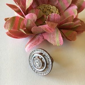 Vintage Statement Circle Cocktail Ring Rhinestone